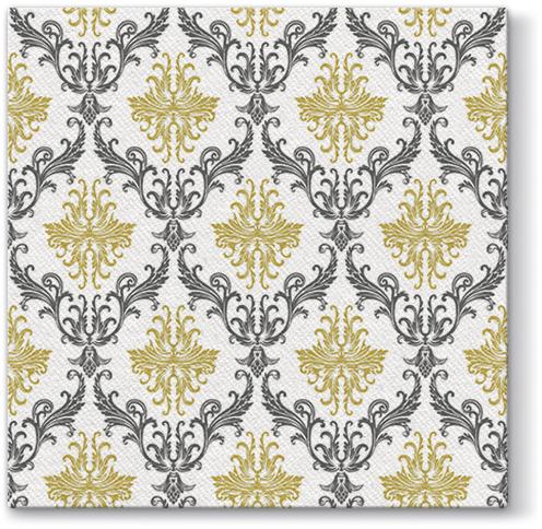 Royal Ornament Gold Airlaid 1/4 Fold Dinner Napkin - 50 Pack