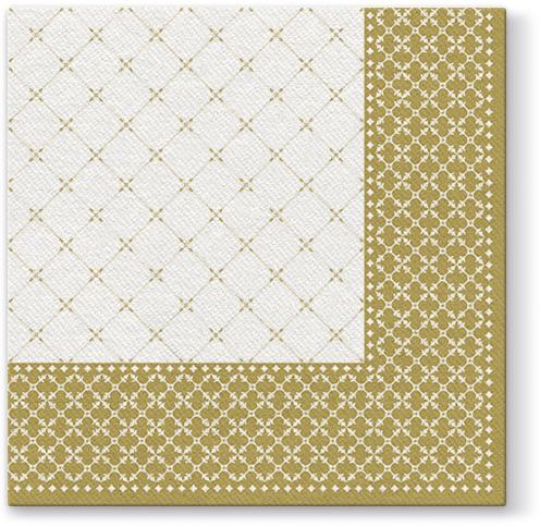 Subtle Grid Gold Airlaid Dinner Napkin 1/4 Fold - 50 Pack