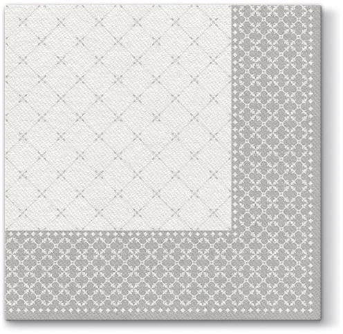 Subtle Grid Silver Airlaid 1/4 Fold Dinner Napkin - 50 Pack