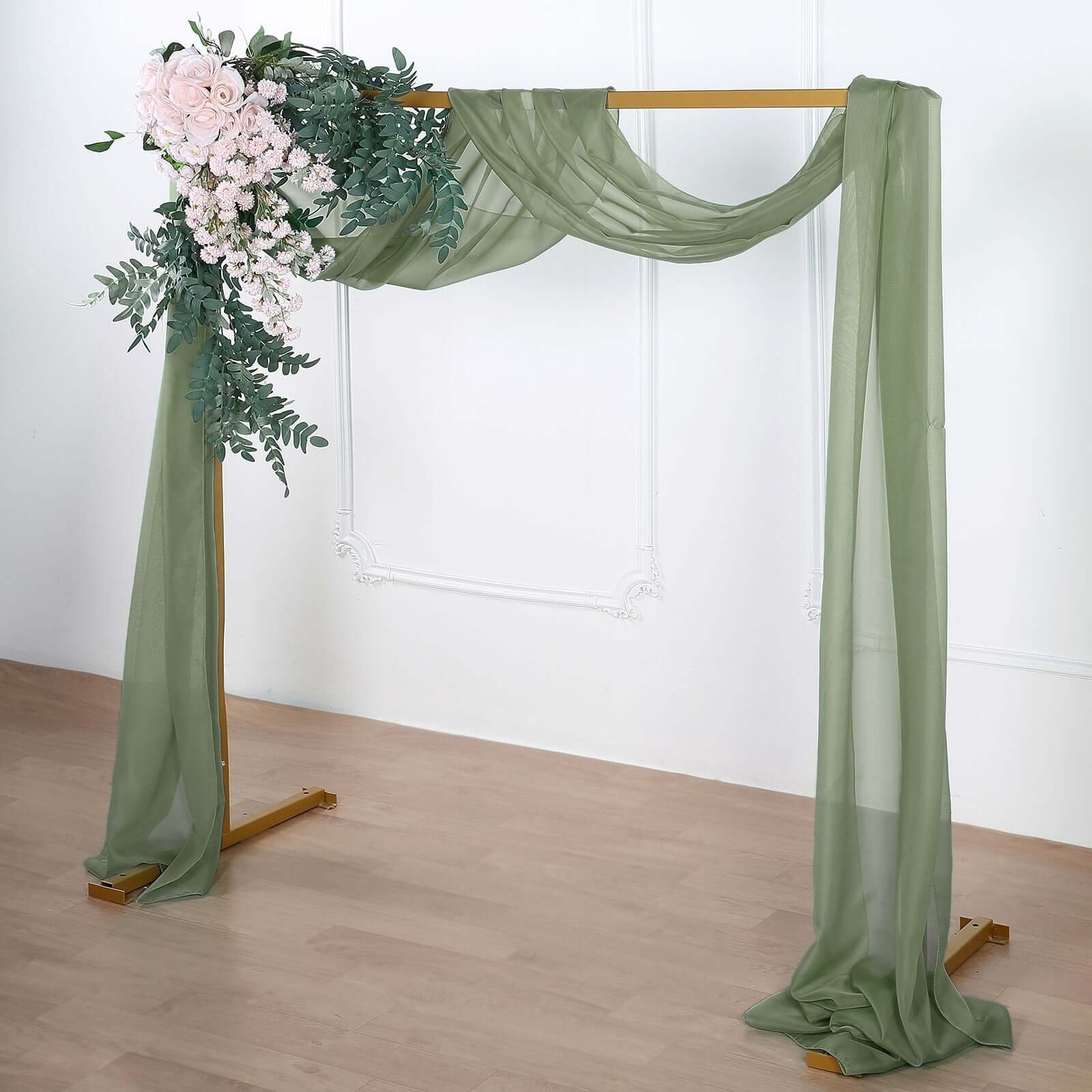 18ft Dusty Sage Green Sheer Organza Wedding Arch Drapery Fabric, Window Scarf Valance Curtains HIER_5330