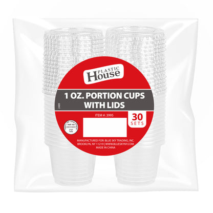 1 oz Clear Plastic Soufflé Portion Cups with Lids