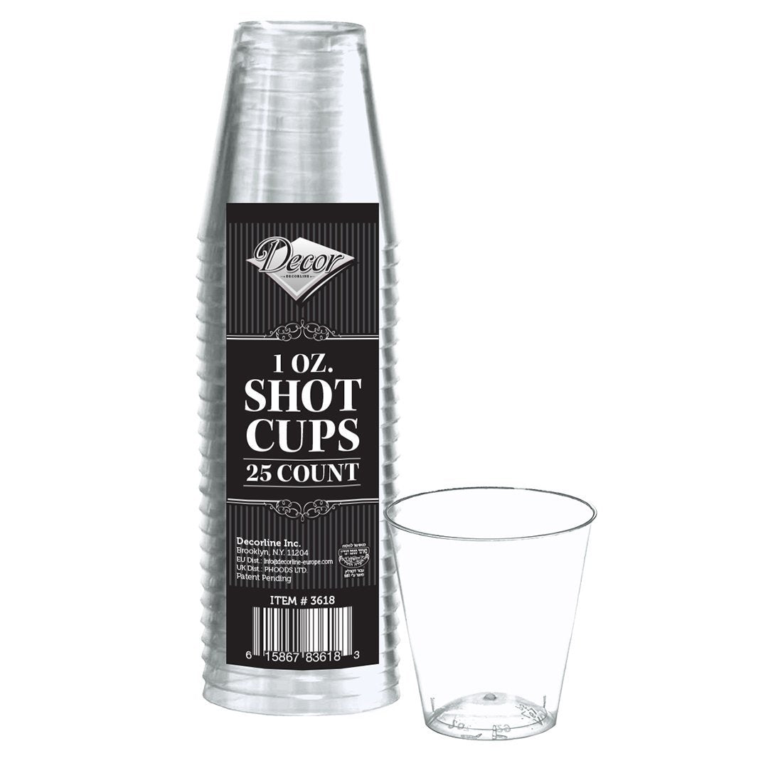 1 oz. Clear Plastic Round Shot Glasses - 50 Pack