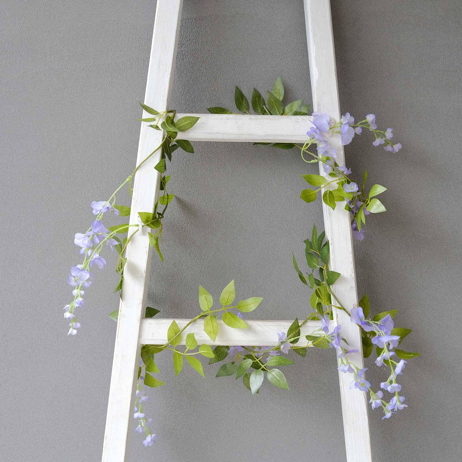 2 Pack 6ft Lavender Lilac Artificial Wisteria Flower Garland Hanging Vines, Silk Floral Garland Wedding Arch Decor Flower Garlands HIER_6120