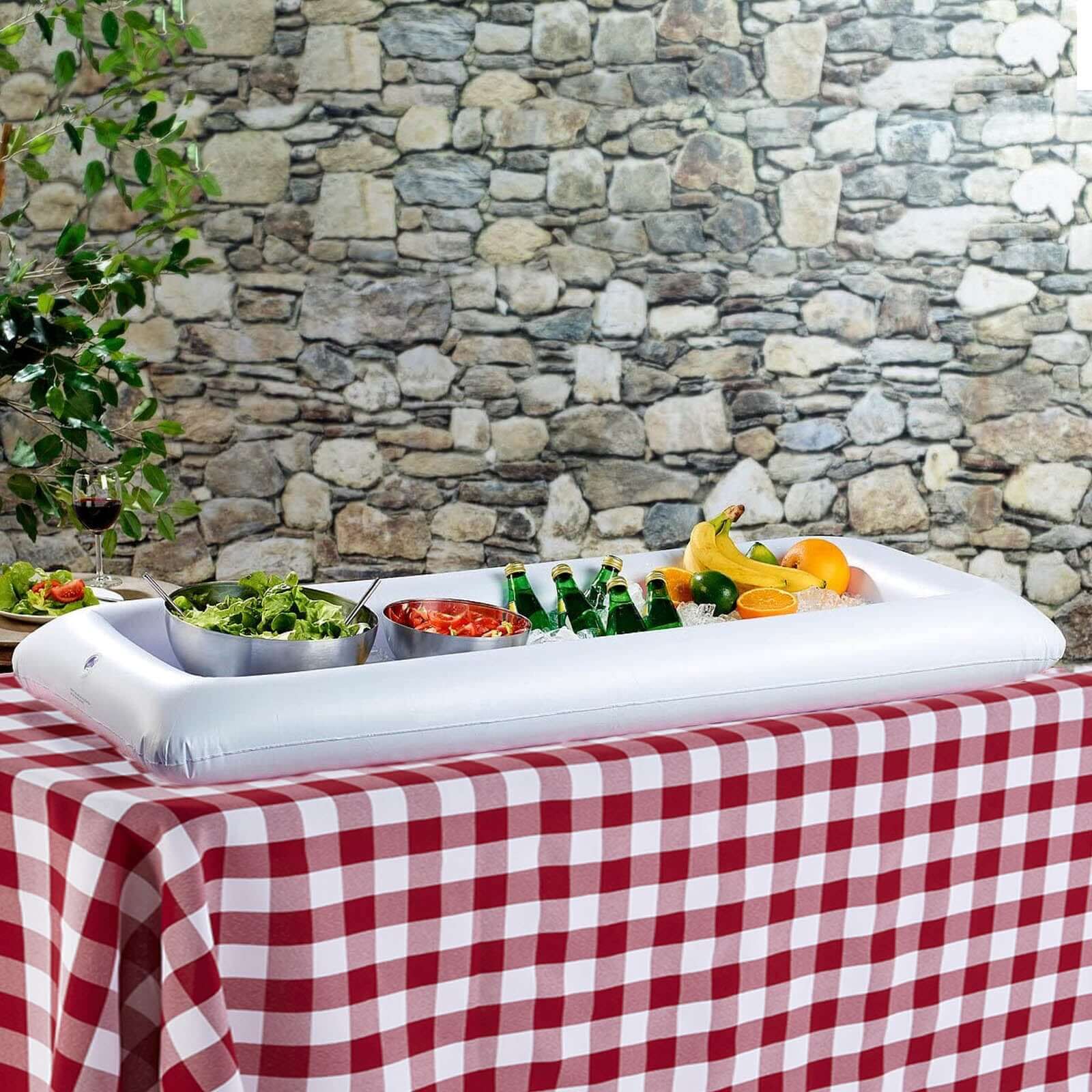 2-Pack Inflatable Ice Coolers with Drain Plug - Buffet Serving Bars for Pool Parties and BBQs 50"x24" Disposables HIER_4520