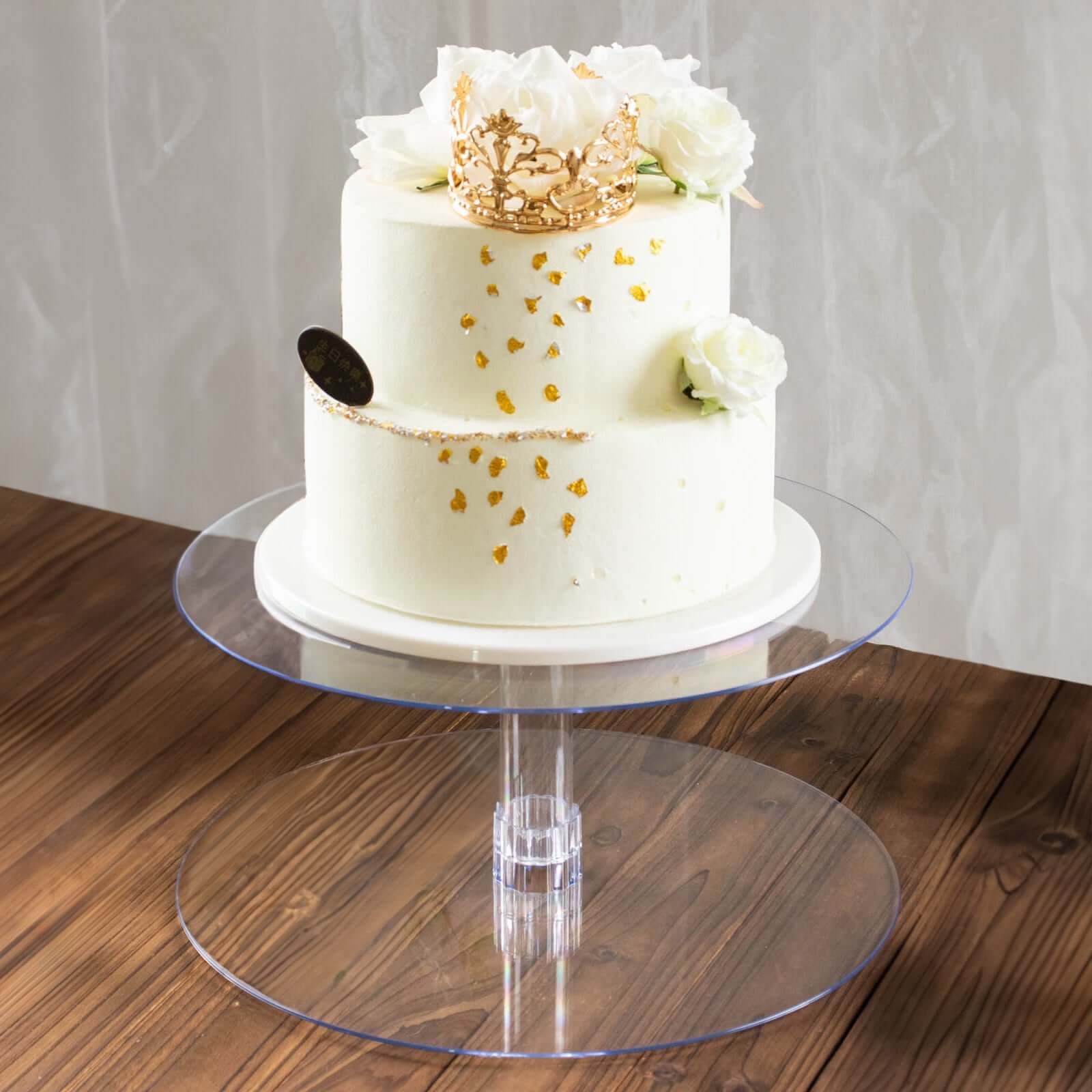 2-Tier Acrylic Round Cake Stand Set Clear - Chic Versatile Cupcake Holder Dessert Display Pedestal for Wedding Buffet & Catering Displays 16" Cake Stands HIER_7520