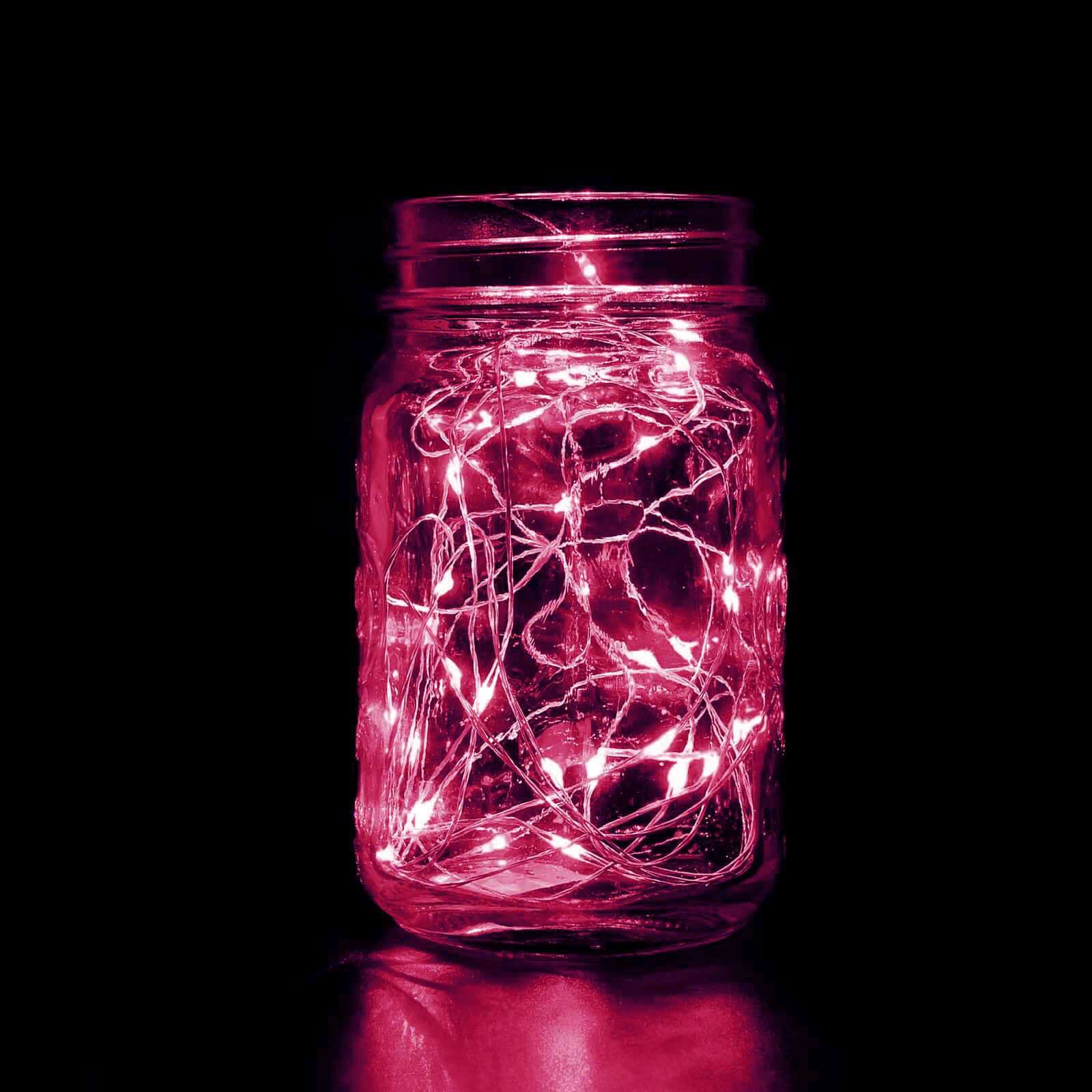 20 LED Micro Fairy String Lights Starry Bright Design Fuchsia - Battery Operated Party Accent 90" LED HIER_8100