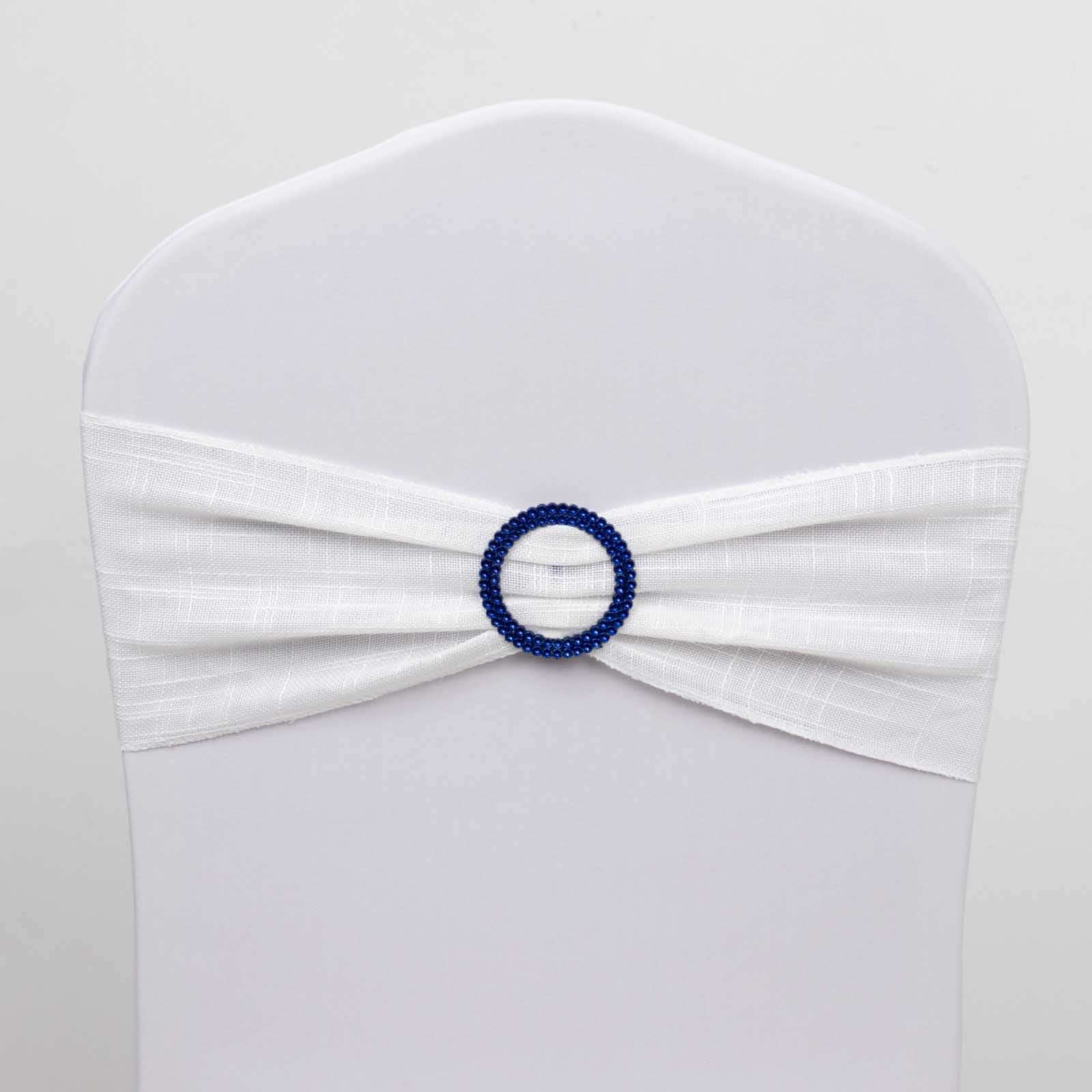 20 Pack Diamond Round Chair Sash Band Buckle Pins Royal Blue - Timeless Rhinestone Napkin Rings 2.5" Chair Sashes HIER_3360