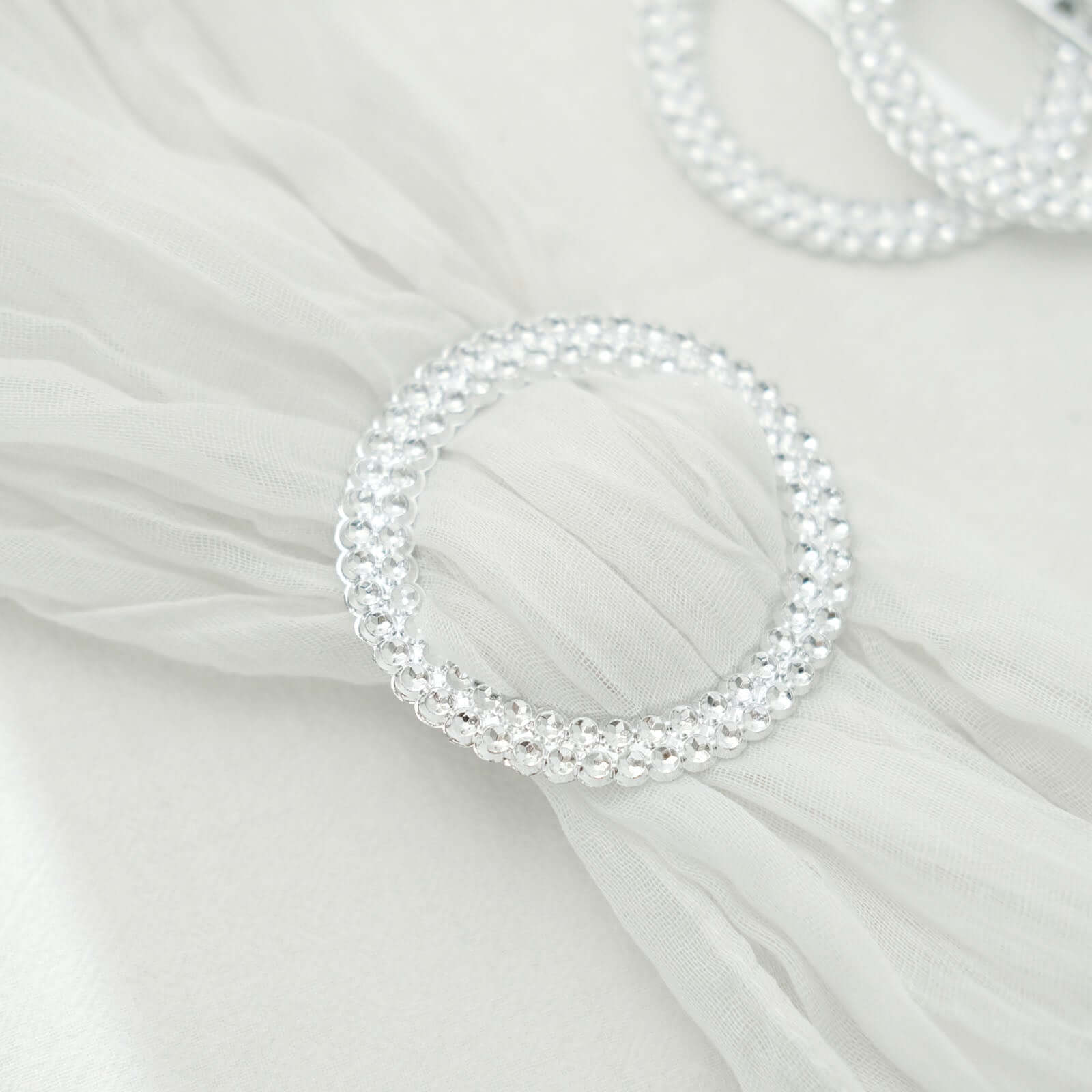 20 Pack Diamond Round Chair Sash Band Buckle Pins Silver - Timeless Rhinestone Napkin Rings 2.5" Chair Sashes HIER_3360