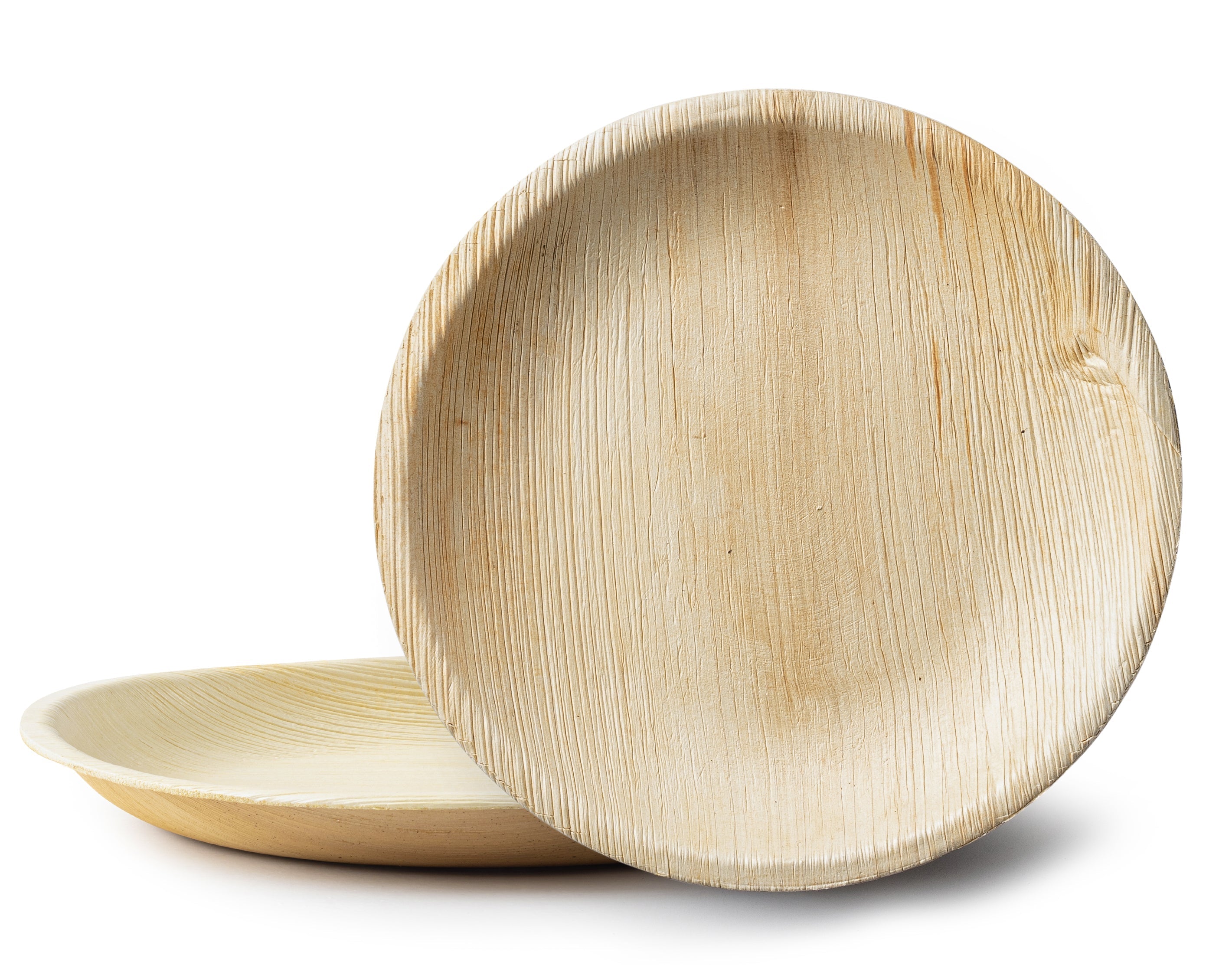 100% Natural Disposable Palm Leaf Bamboo-Style Compostable Round Plates 10 Pack - Palm Leaf