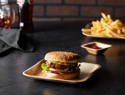 100% Compostable Plates Natural Disposable Square Palm Leaf Plates Bamboo-Style Plate - Palm Leaf