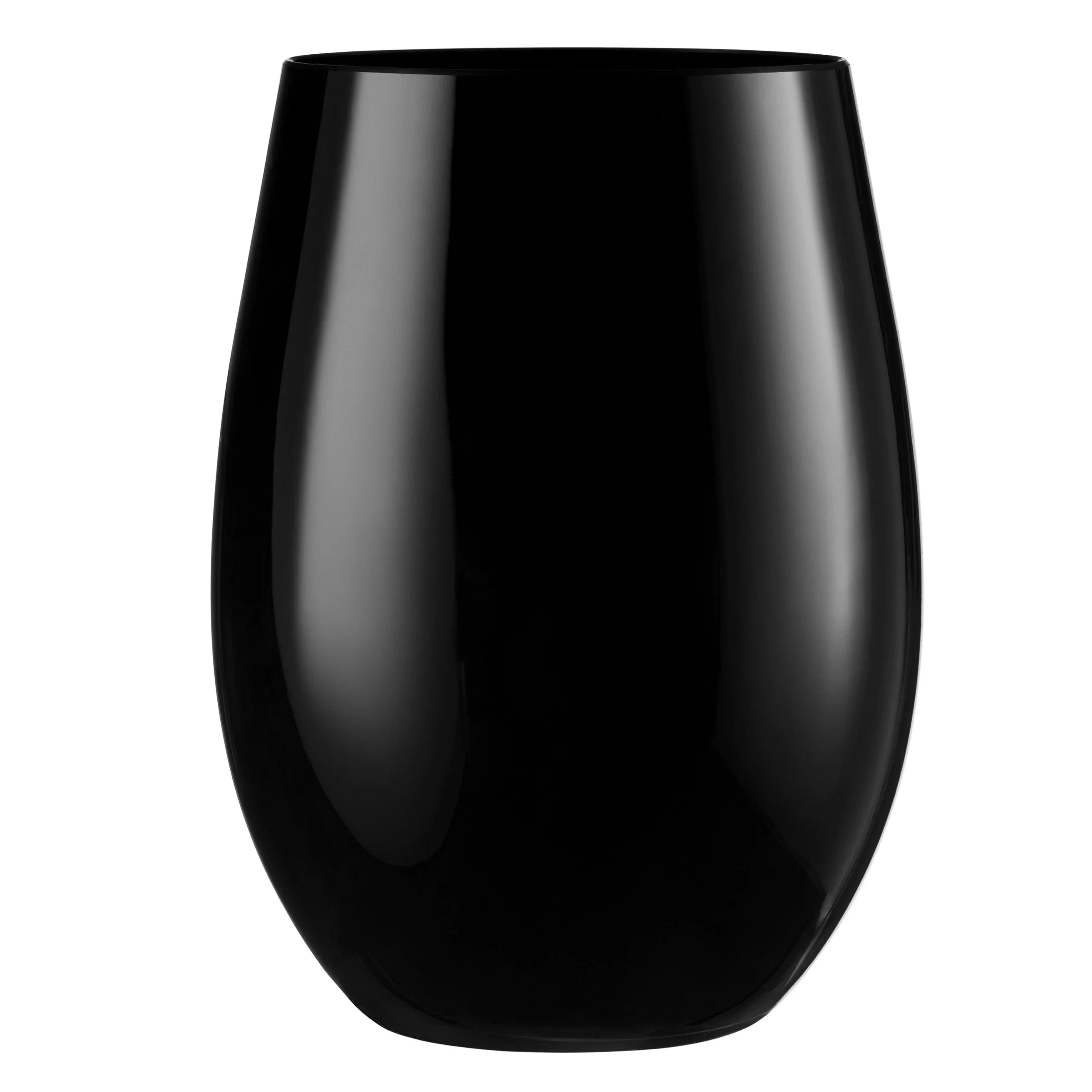 Black Stemless Plastic Wine Glasses - 6 Pack
