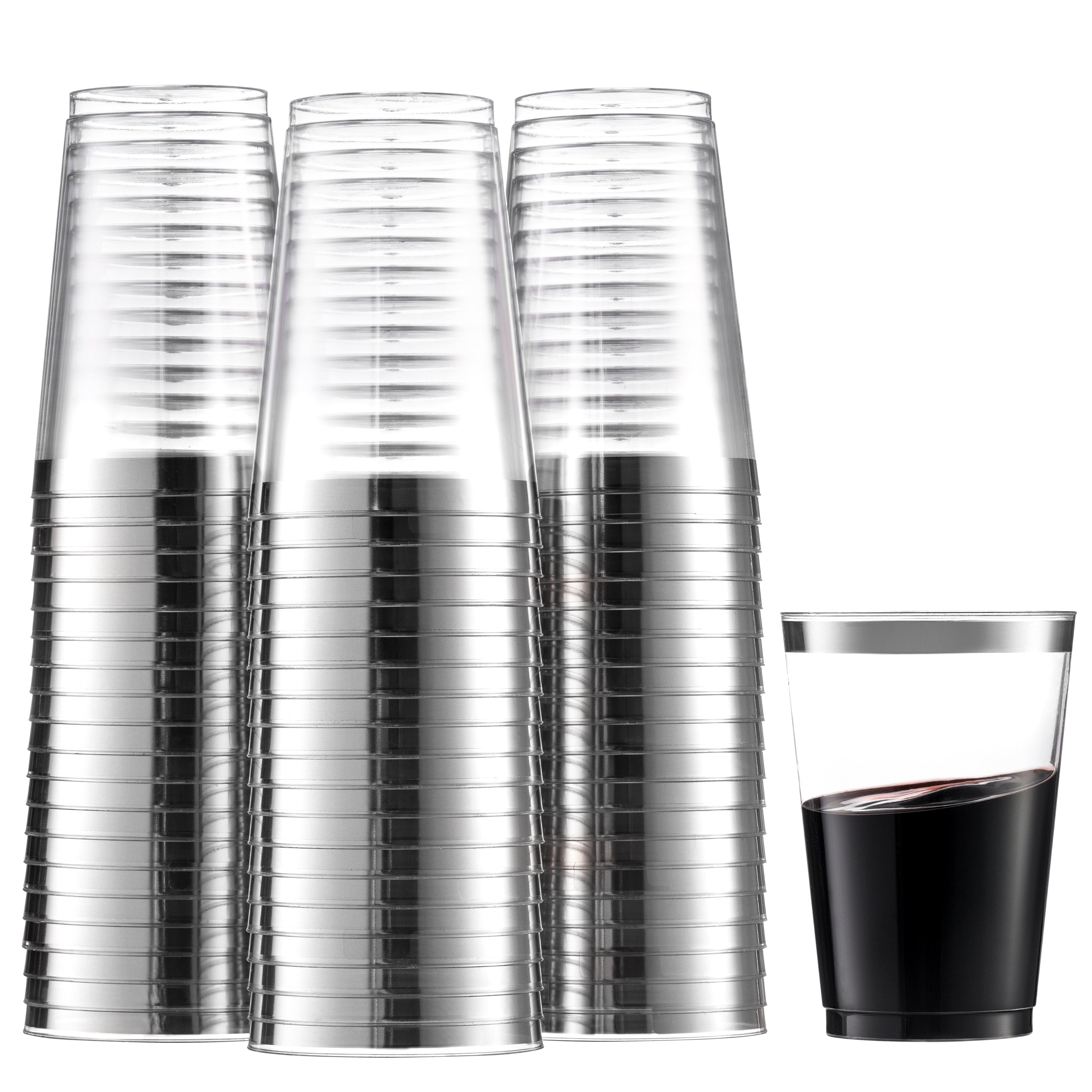 10 Oz Clear Plastic Tumblers With Silver Rim