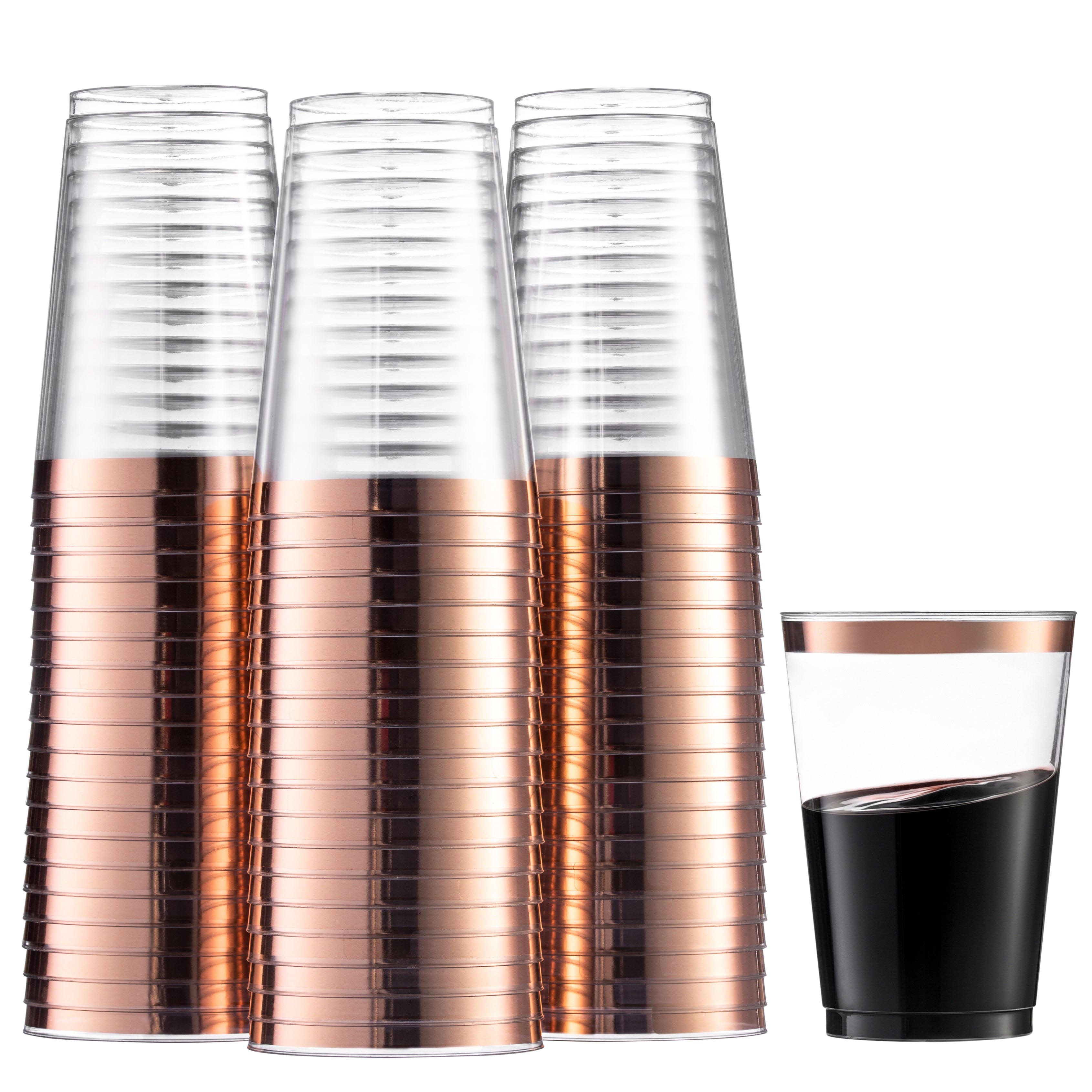 10 Oz Clear Plastic Tumblers With Rose Gold Rim