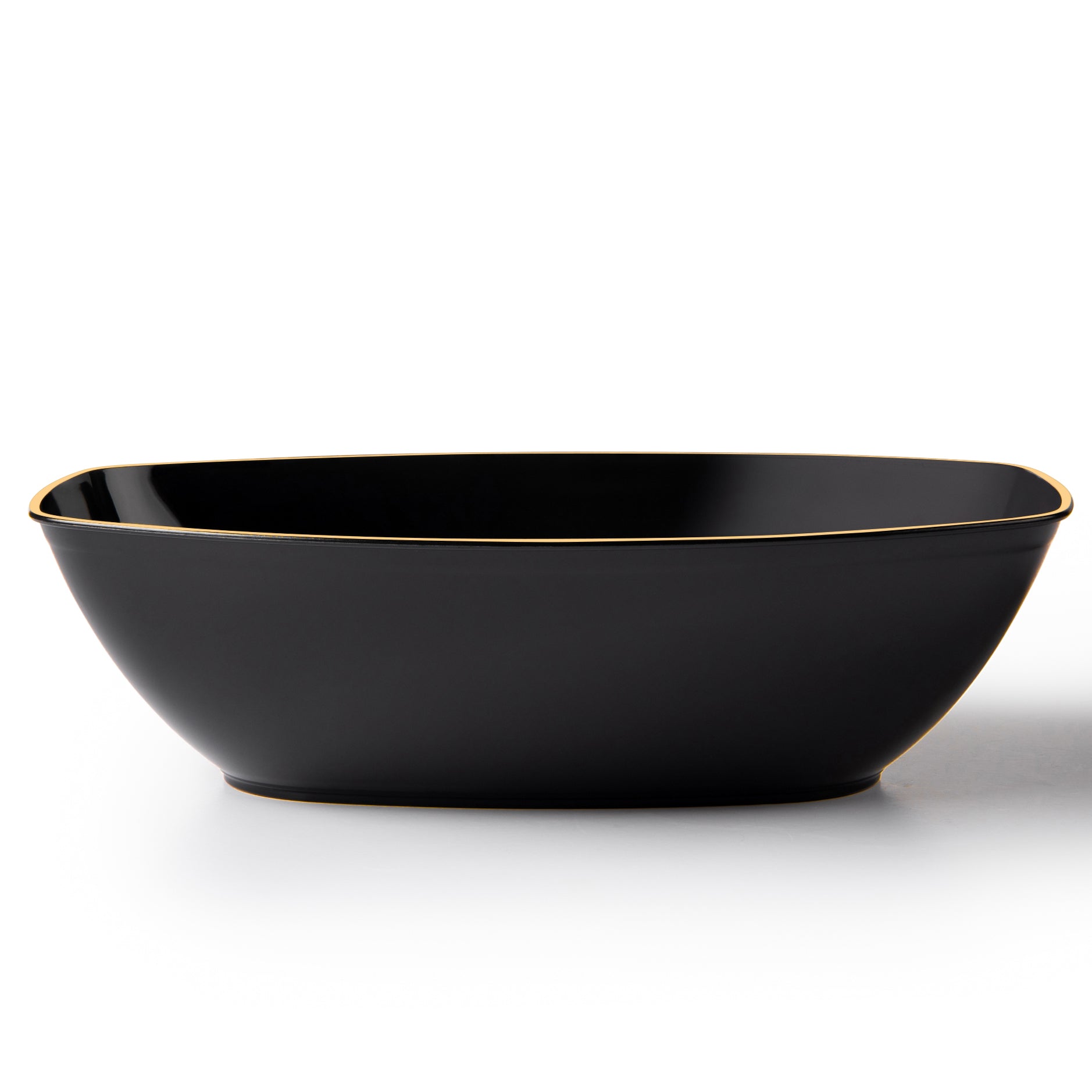 72 oz. Black And Gold Rim Oval Salad Bowl - 4 Count