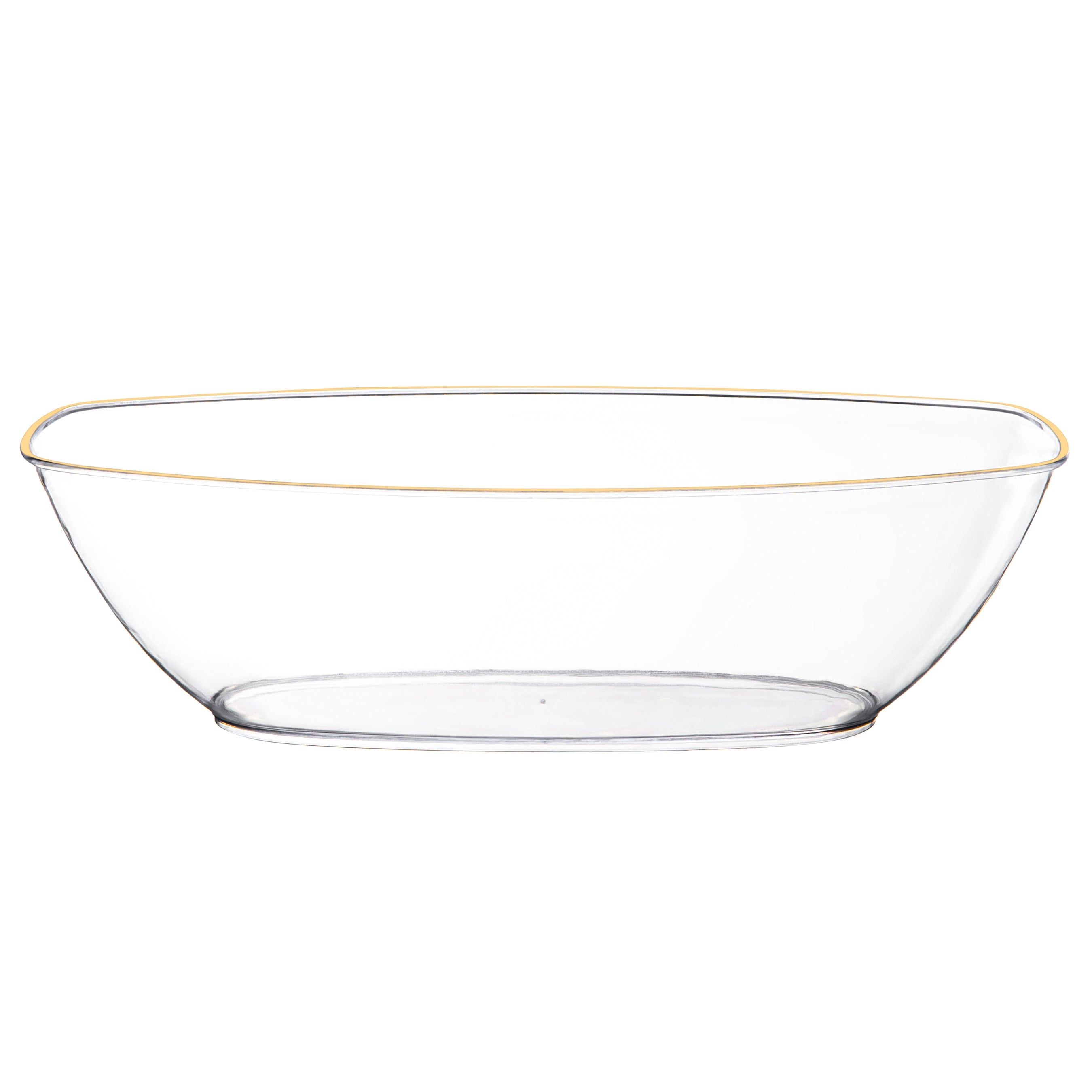 72 oz. Clear And Gold Rim Oval Salad Bowl - 4 Count