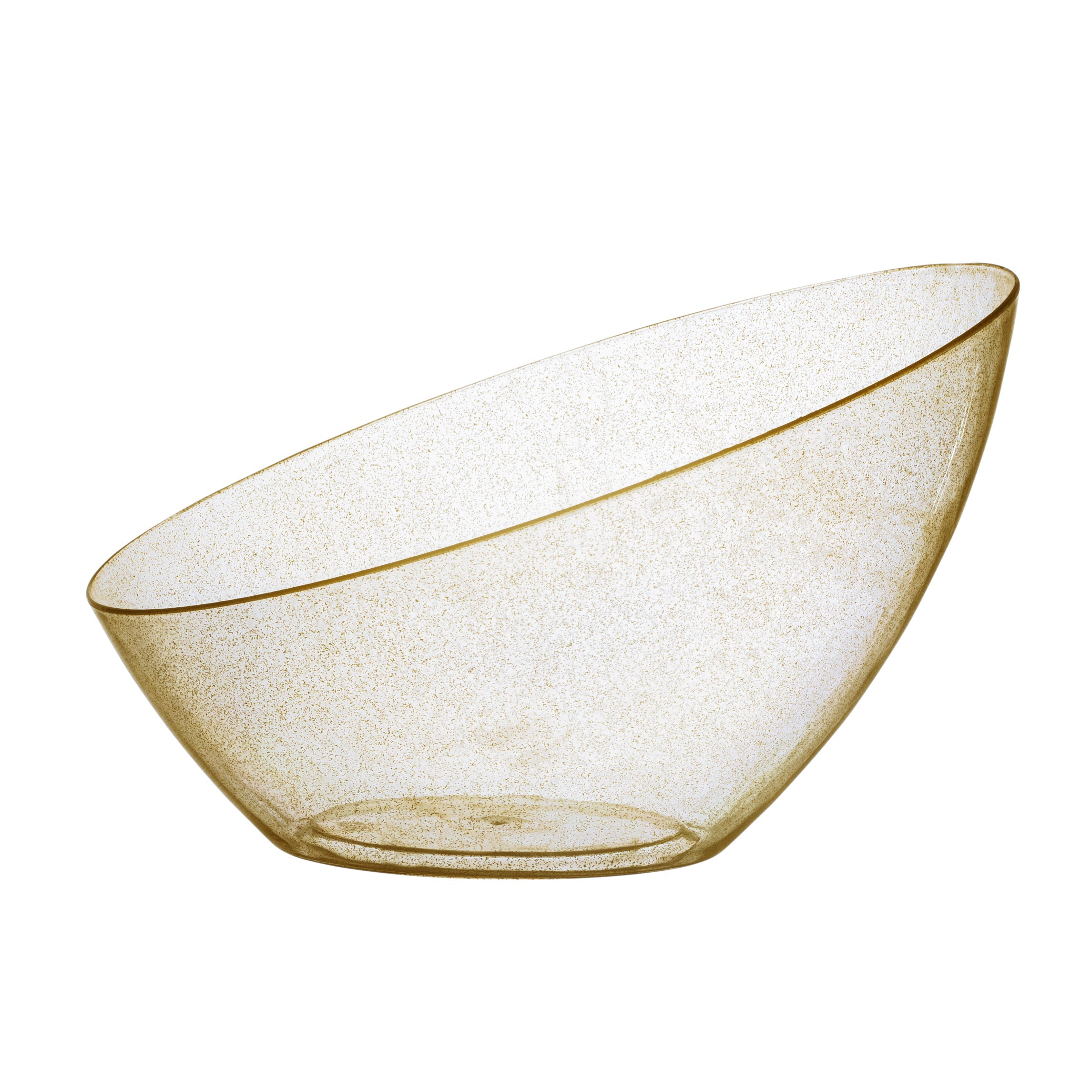 Clear and Gold Glitter Angled Plastic Serving Bowls - 5 Pack