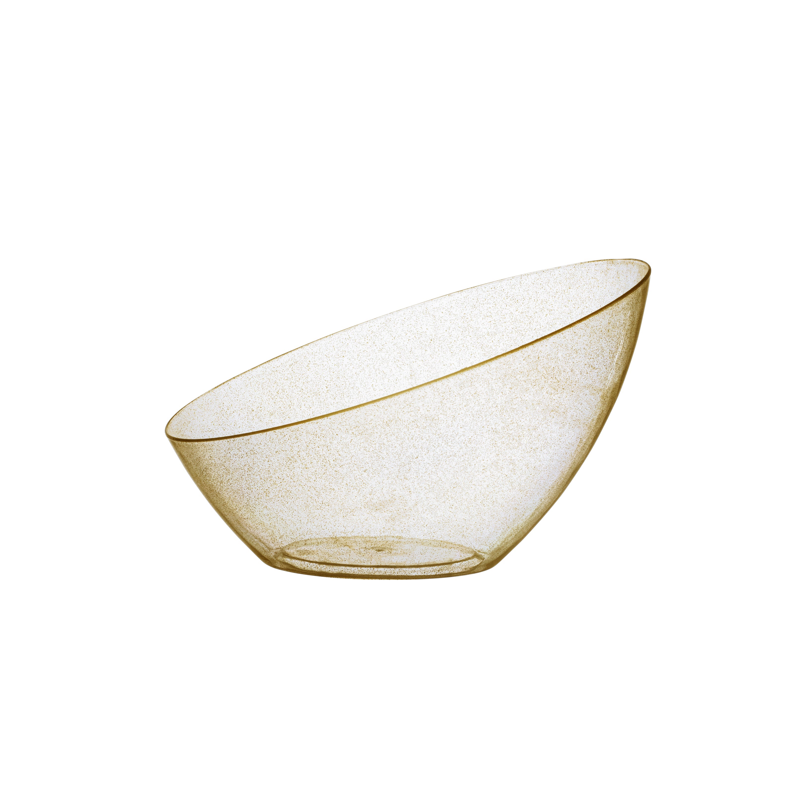 Clear and Gold Glitter Angled Plastic Serving Bowls - 5 Pack