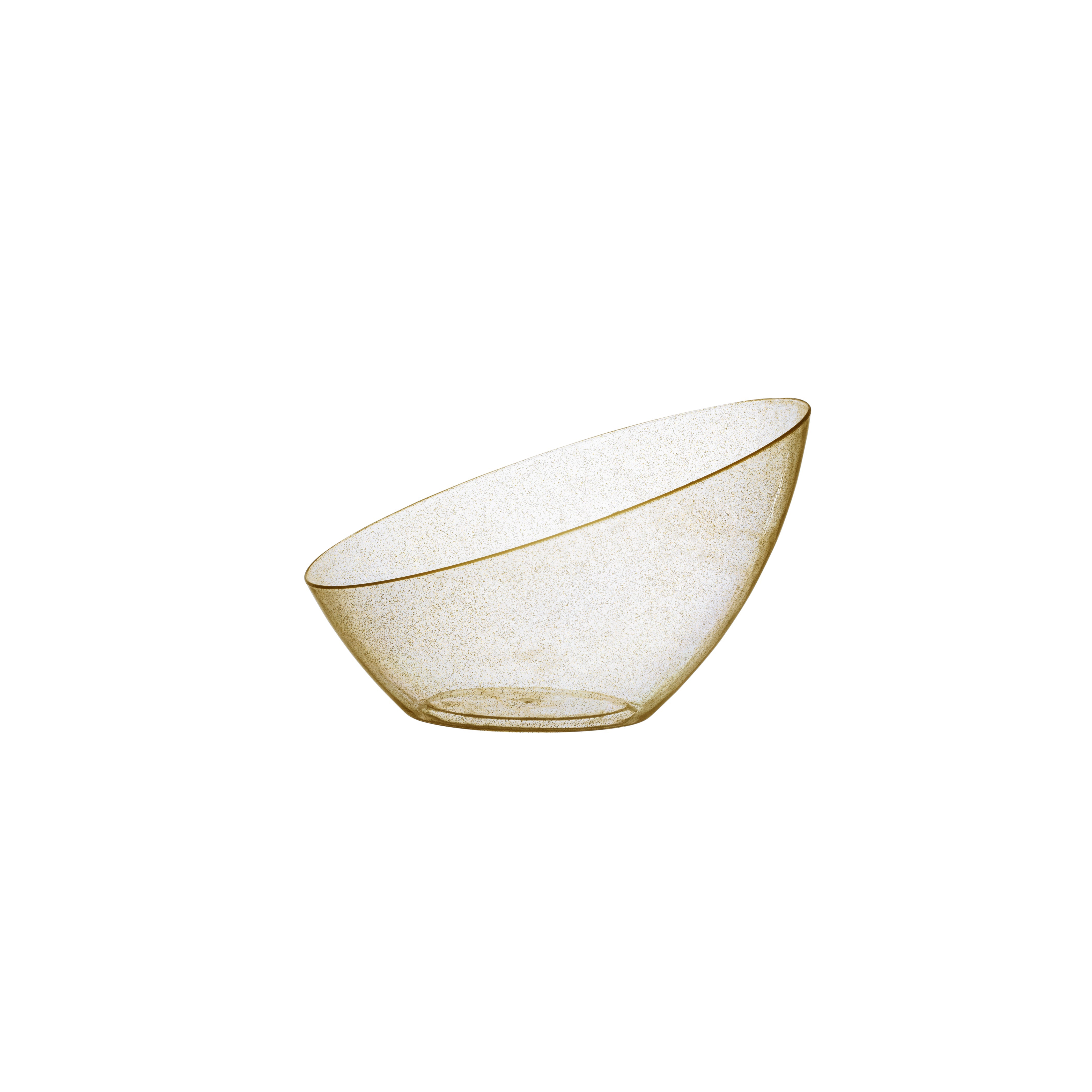 Clear and Gold Glitter Angled Plastic Serving Bowls - 5 Pack