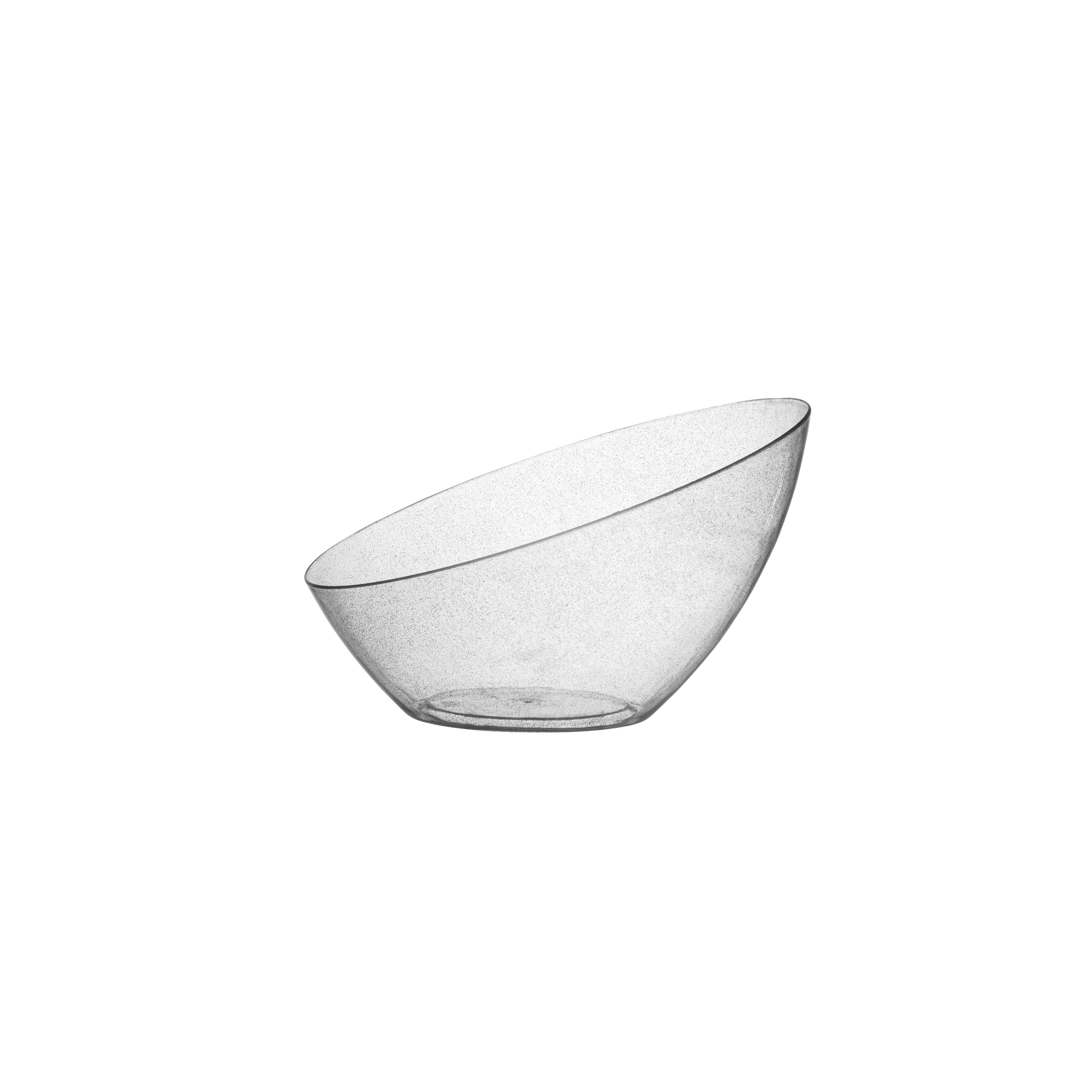 Clear and Silver Glitter Angled Plastic Serving Bowls - 5 Pack