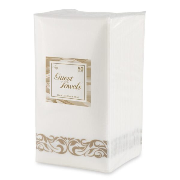 Linen Like Dinner Napkins With Designed Border 50 Per Pack