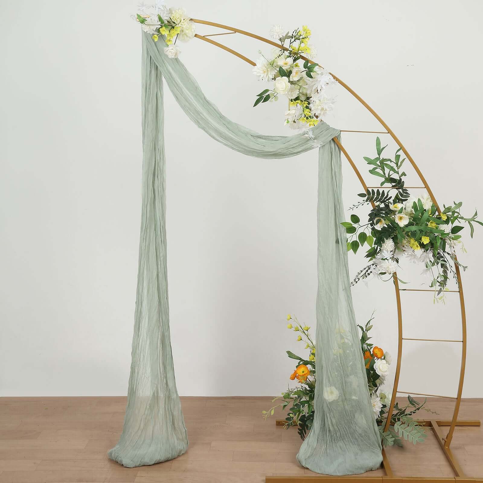 20ft Sage Green Gauze Cheesecloth Fabric Wedding Arch Drapery, Window Scarf Valance, Boho Decor Arbor Curtain Panel Curtains HIER_5330