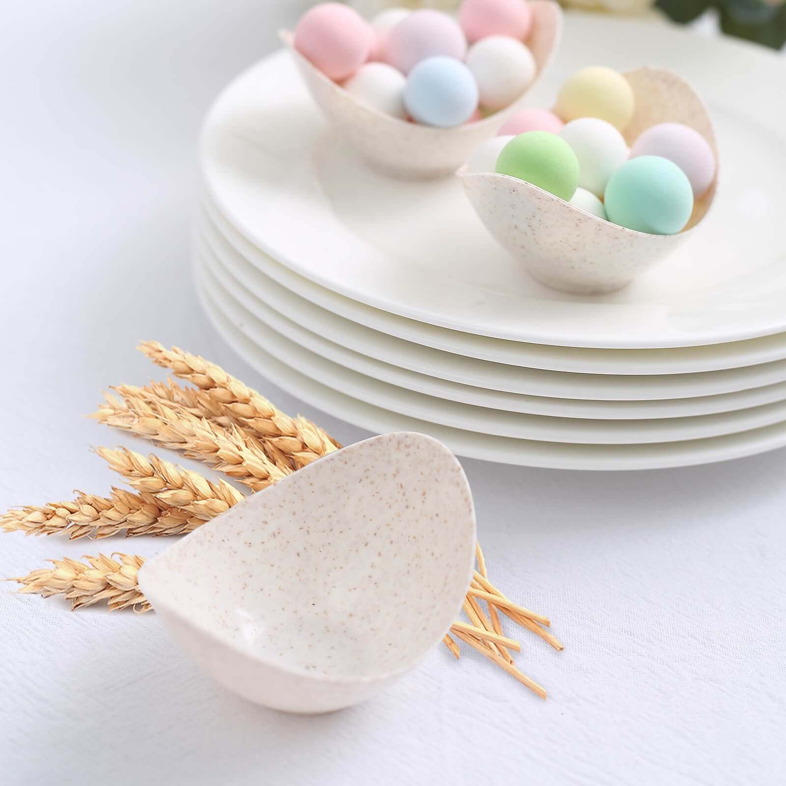 24-Pack Mini Wheat Straw Fiber Dessert Cups Biodegradable Eco-Friendly - Perfect for Ice Cream 3" Disposables HIER_4400