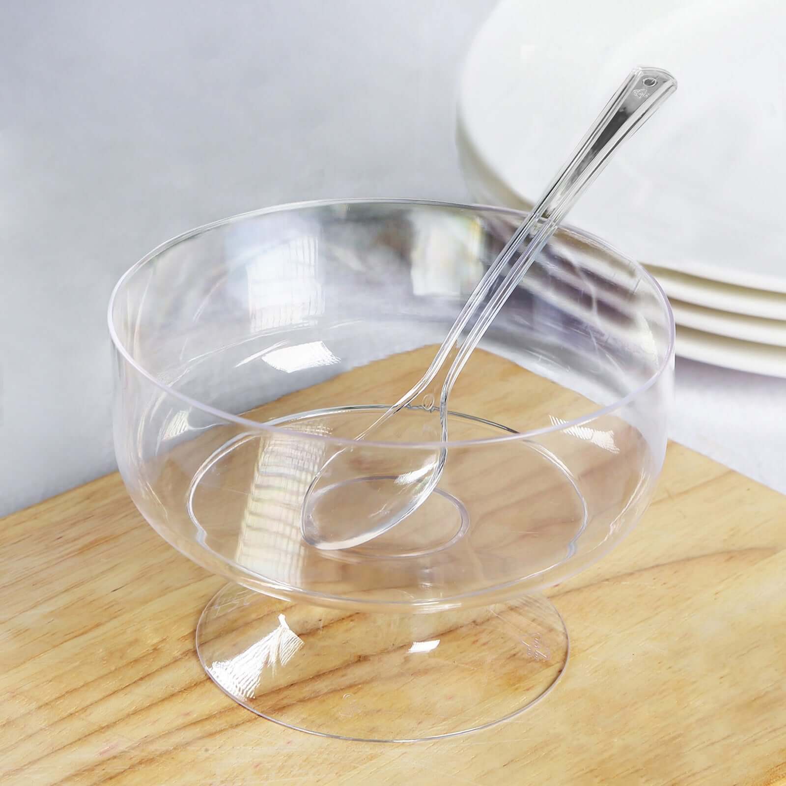24-Pack Plastic Footed Dessert Cups Clear with Spoons - Perfect for Parfaits 6oz Disposables HIER_4300