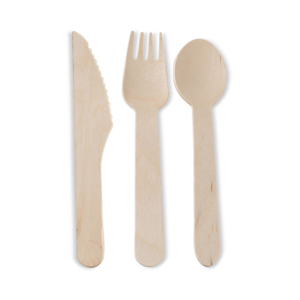 Palm Leaf Disposable Eco Friendly Wooden Cutlery Combo - 200 Piece Set