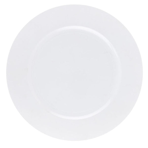 White Chargers 13″ Round Plastic Charger Plate - 4 Pack