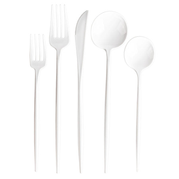 Novelty Collection White Flatware Set 40 Count - Setting for 8