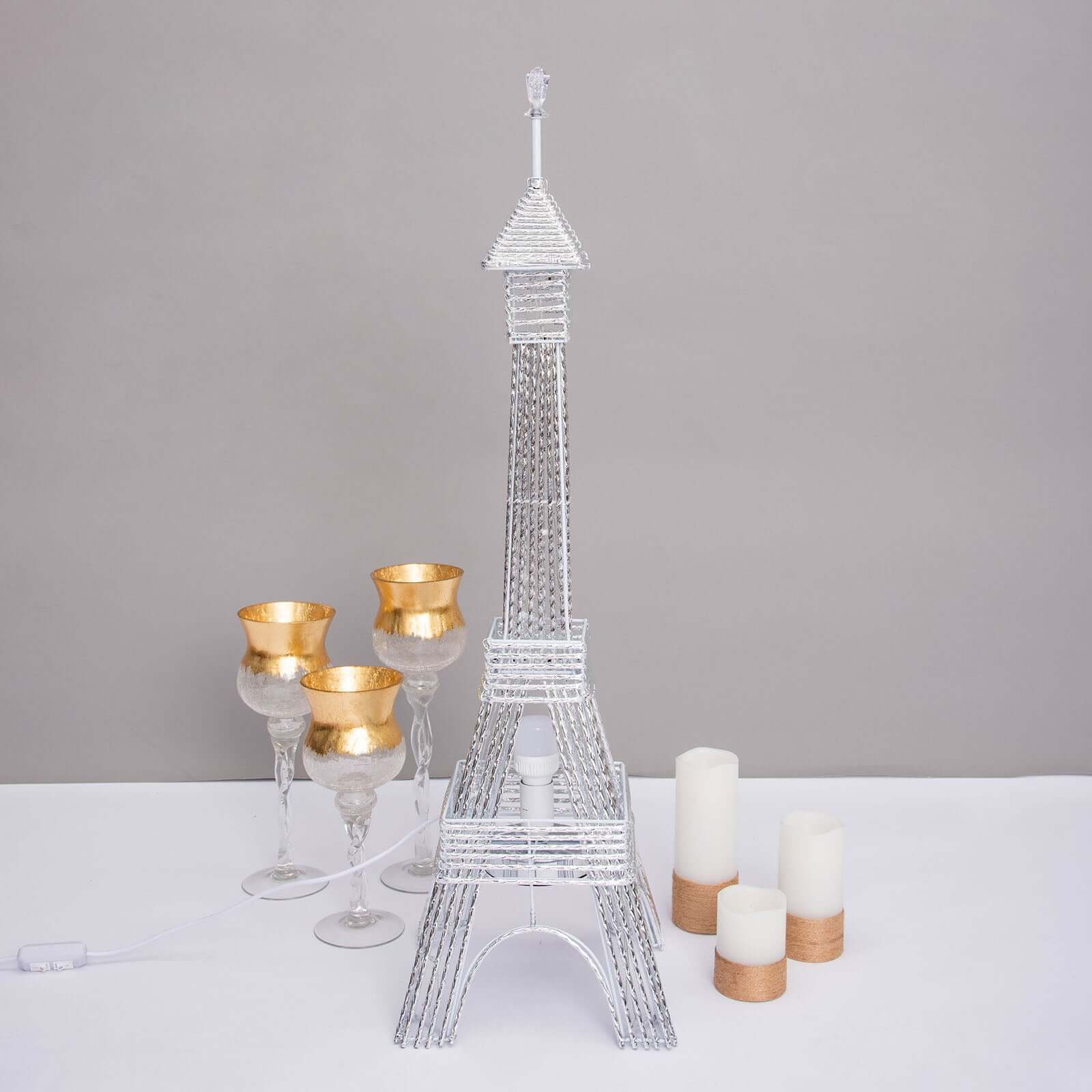 3.5ft Color Changing LED Metal Eiffel Tower Columns LED Lamp, Night Light Wedding Centerpiece Centerpieces HIER_8700