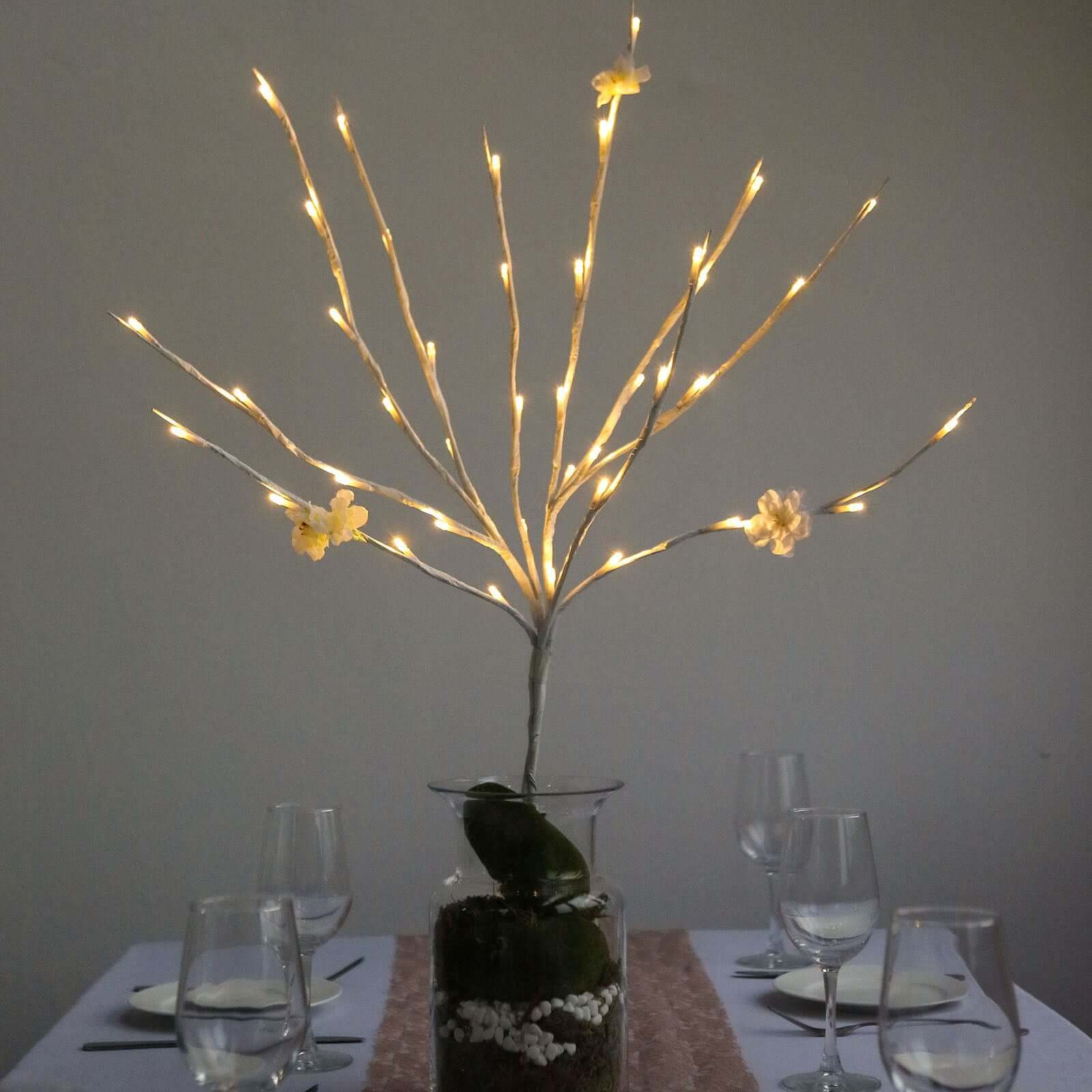3-Pack LED Lighted Branches Artificial White - Warm White Tree Twig Lights with 60 Bright LED Bulbs 28.5" LED HIER_8700