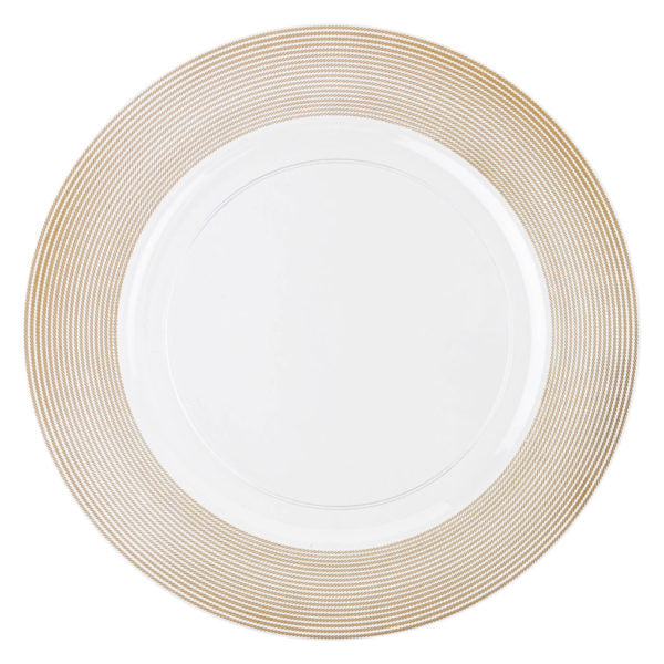 Clear and Gold Rope Chargers 13″ Round Plastic Charger Plate - 4 Pack