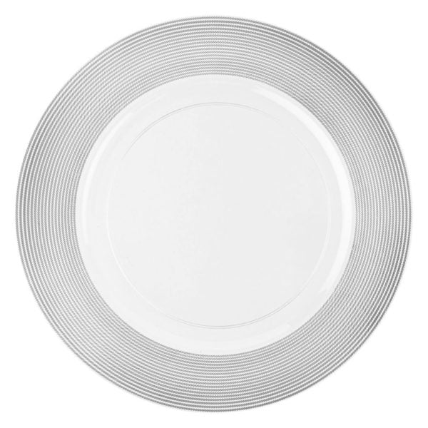 Clear and Silver Rope Chargers 13″ Round Plastic Charger Plate - 4 Pack