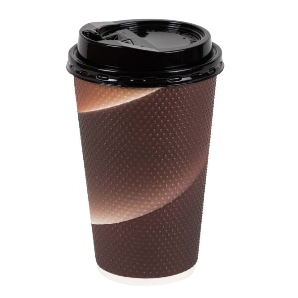Insulated Textured Paper Coffee Cups with Lids