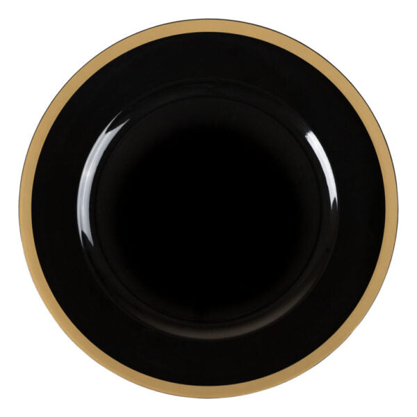 Black and Gold Rim Chargers 13″ Round Plastic Charger Plate - 4 Pack