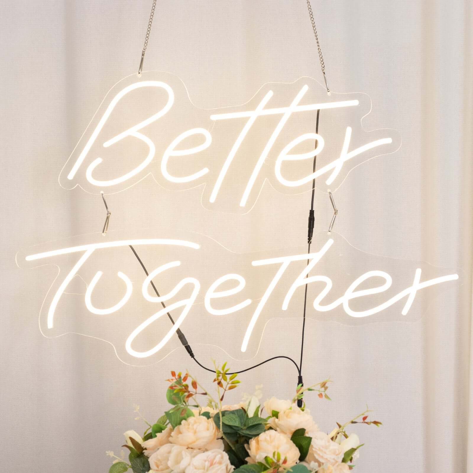 32" Better Together LED Neon Light Sign for Party or Home Wall Decor, Warm White Reusable Hanging Light With 5ft Chain LED HIER_8600