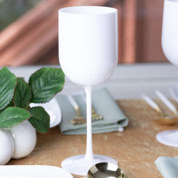 12 Oz White Plastic Wine Goblets