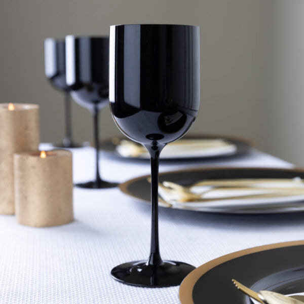 12 Oz Black Plastic Wine Goblets