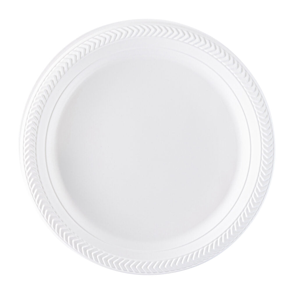 10 Inch White Round Plastic Dinner Plate - Cuisine