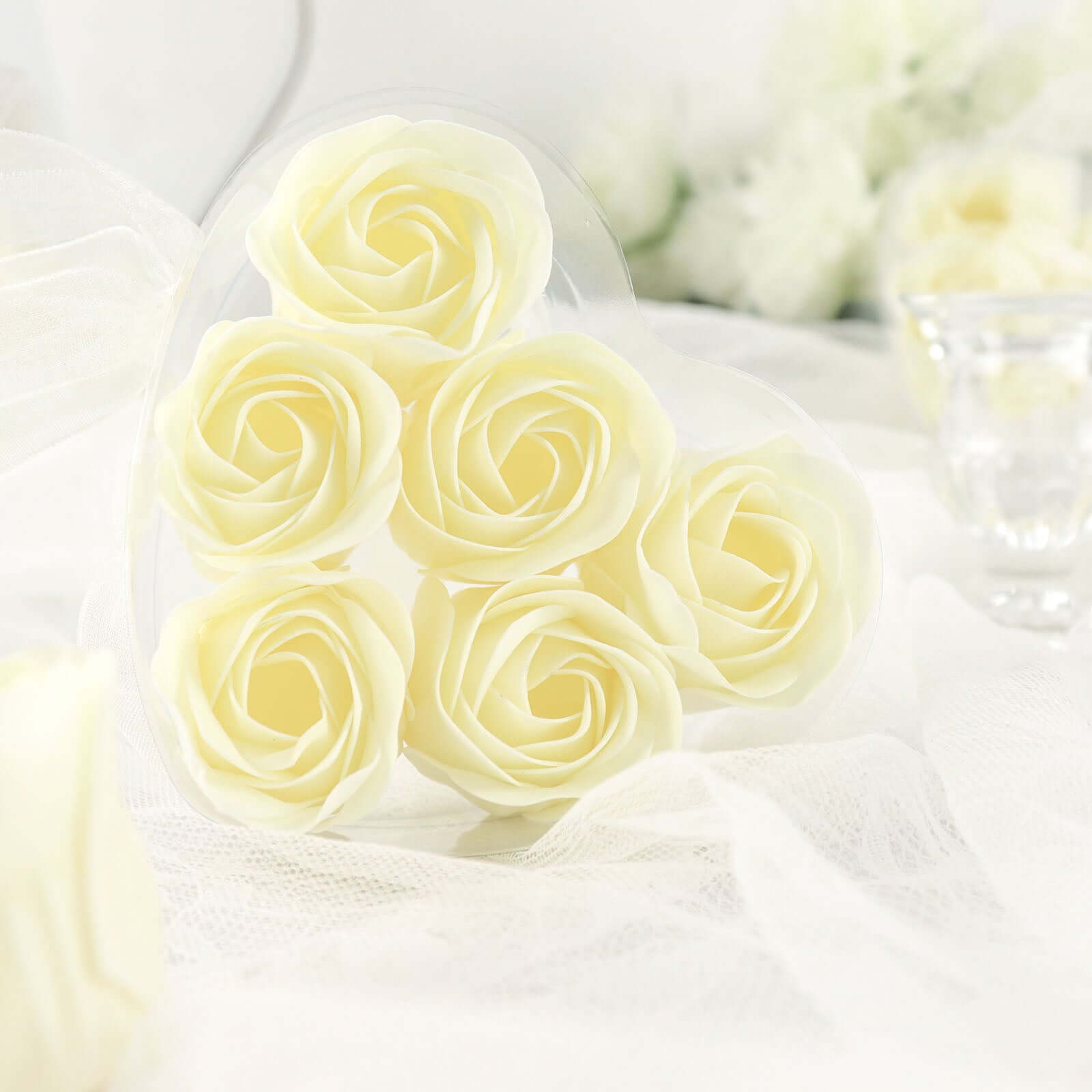 4 Pack 24 Pcs Ivory Scented Rose Soap Heart Shaped Party Favors With Gift Boxes And Ribbon Decorations HIER_9750