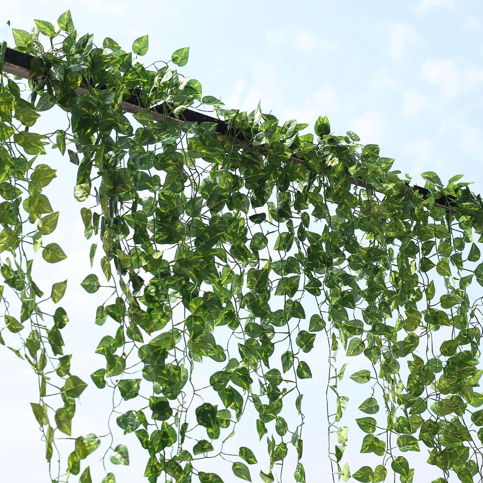 4 Pack Green Pothos Artificial Ivy Vine Hanging Plants, 3ft Fake Foliage Silk Leaves Garland Vines HIER_6110