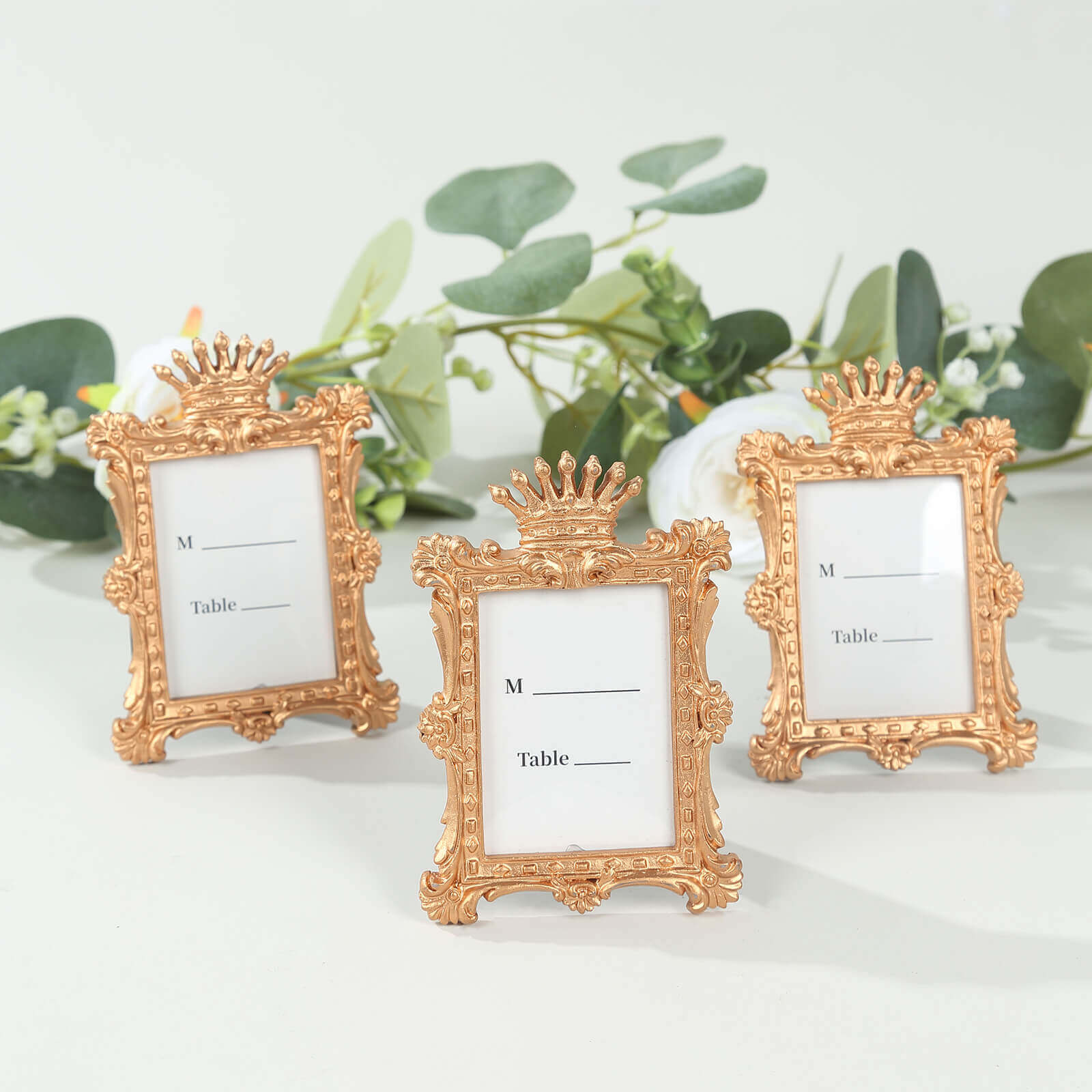4-Pack Picture Frames Gold Resin Vintage Crown Design Rectangle - Mini Photo Frame Wedding Place Card Holders & Party Favors 4.5"x3" Decorations HIER_9750