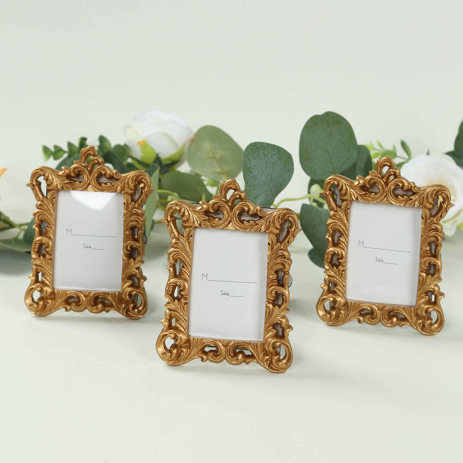 4-Pack Picture Frames Gold Resin Vintage Ornate Design Rectangle - Mini Photo Frame Wedding Place Card Holders & Party Favors 4"x3" Decorations HIER_9750