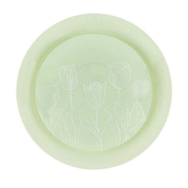 32 Piece Combo Mint Green/White Tulip Round Plastic Dinnerware Set (16 Servings) - Organic Tulip