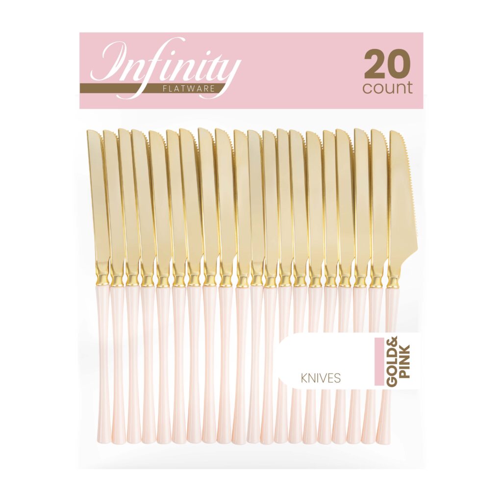 Infinity Collection Gold/Pink Flatware 20 Count