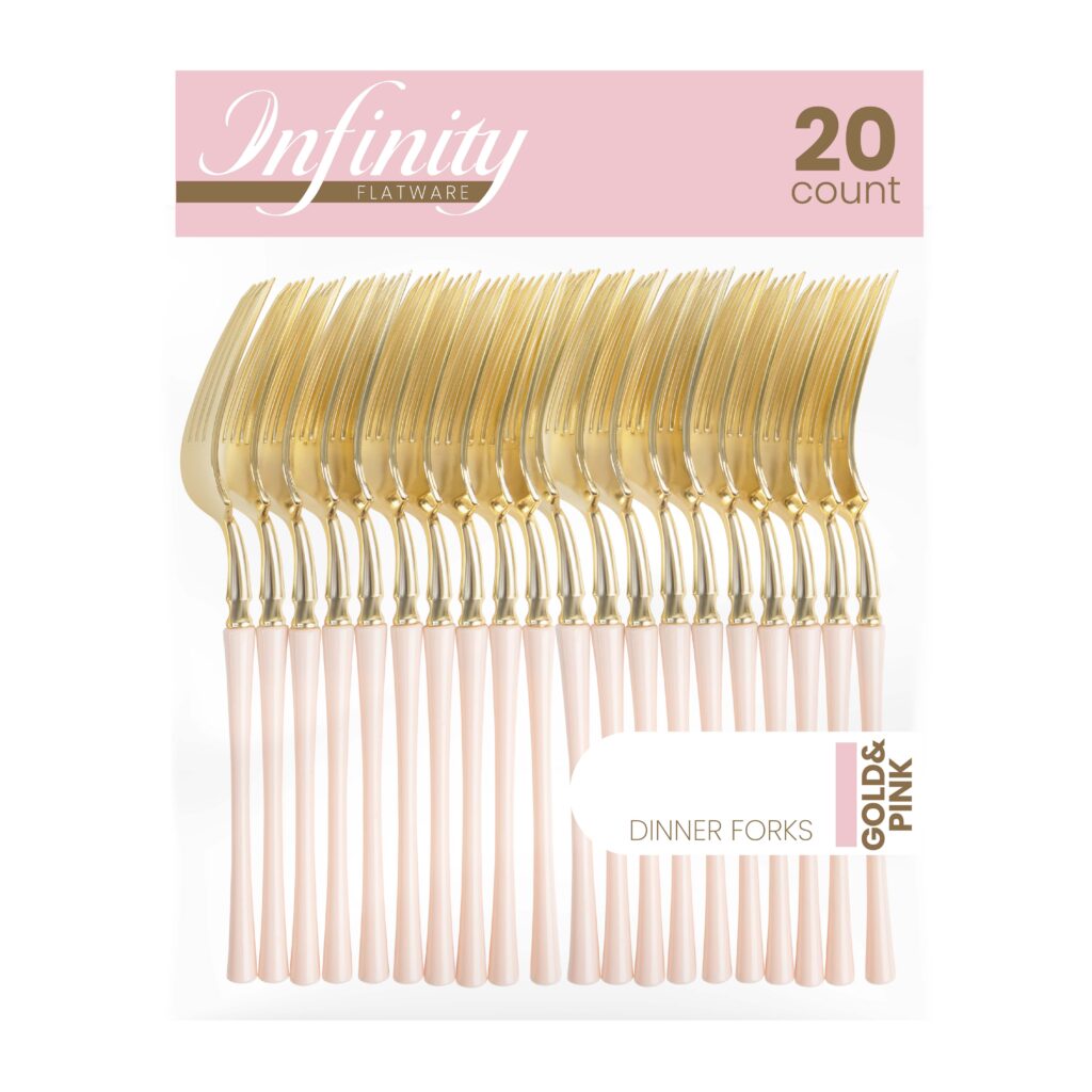 Infinity Collection Gold/Pink Flatware 20 Count