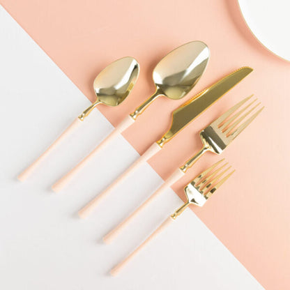 Infinity Collection Gold/Pink Flatware 20 Count