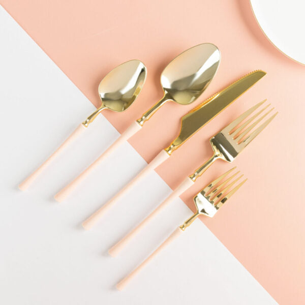 Infinity Collection Gold/Pink Flatware 20 Count
