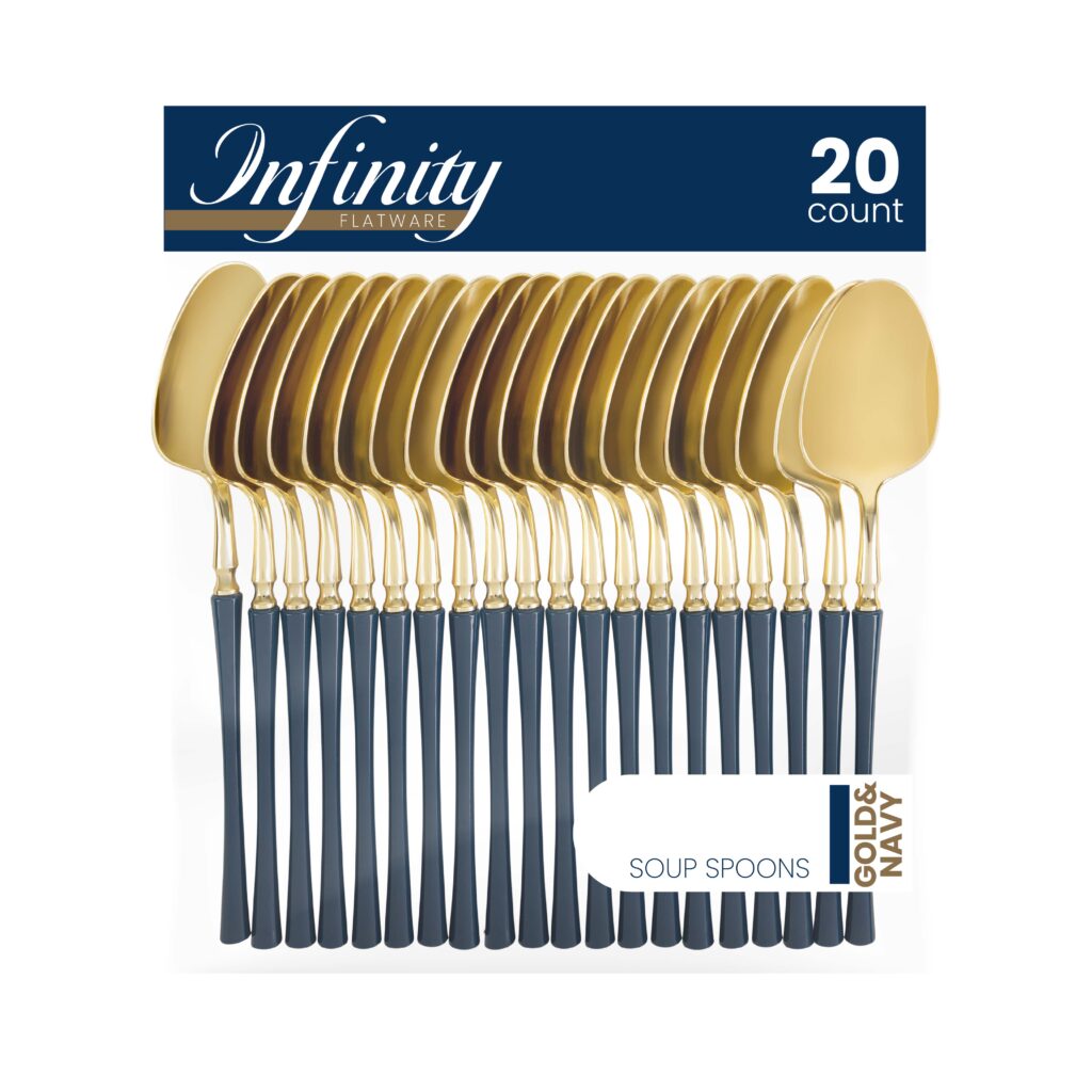 Infinity Collection Gold/Navy Flatware 20 Count